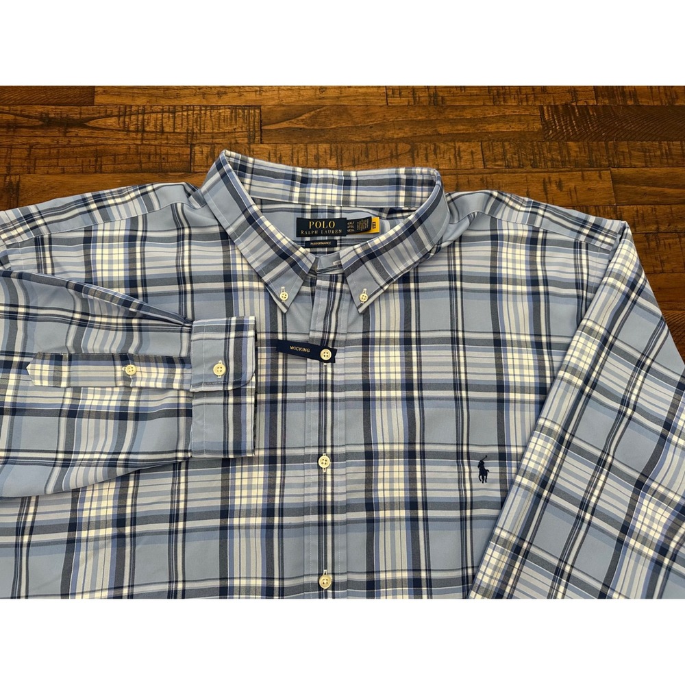 NWT $138 Polo Ralph Lauren 4XLT Pony Plaid Performance Button Down Shirt Tall